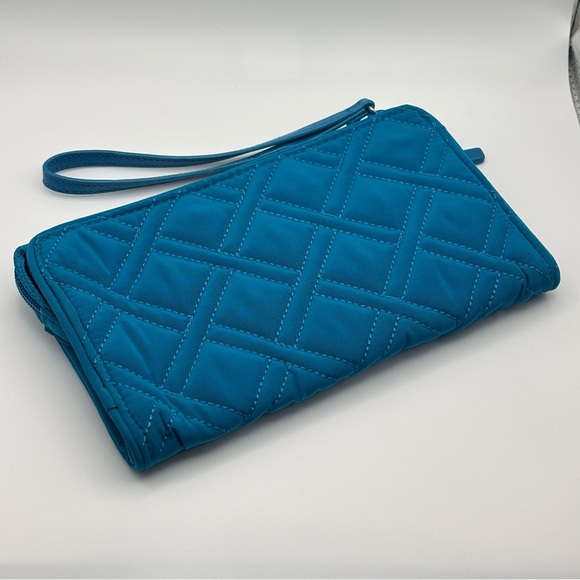 Vera Bradley Grab and Go Front Zip RFID Wristlet Bahama Bay-Turquoise Blue - Picture 3 of 6